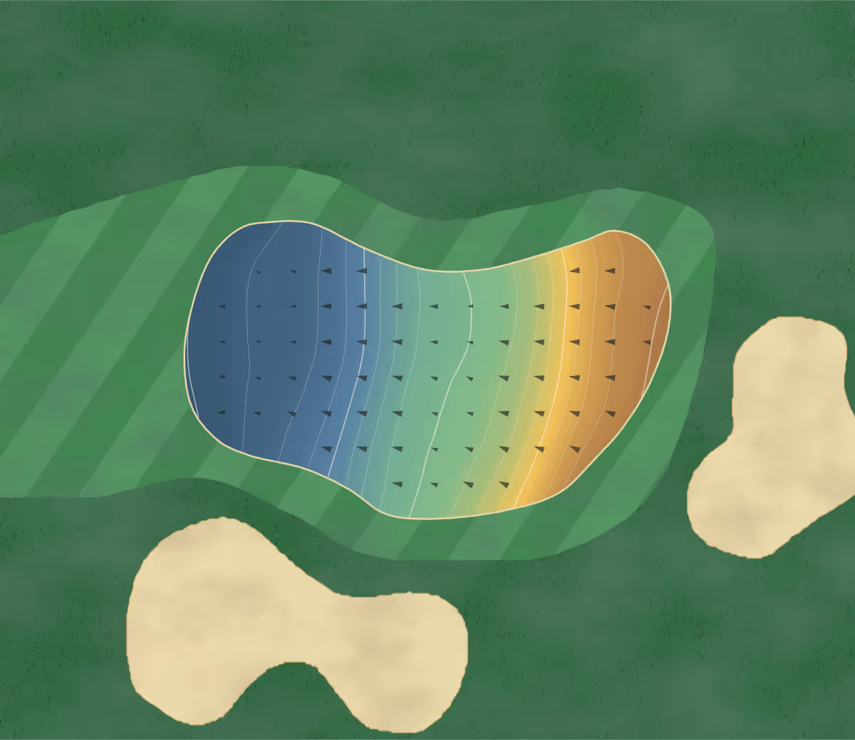 Green contour map of Mill Creek in Mill Creek, Washington — 169 elevation contours at a 3-inch interval with fall-line arrows, traced from 1-meter lidar