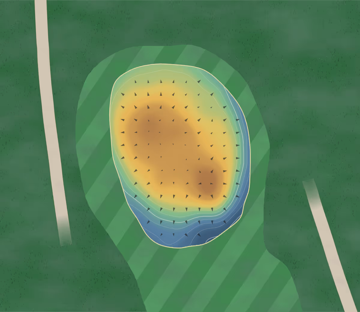 Green contour map of Miller in Miller, South Dakota: 78 elevation contours at a 3-inch interval with fall-line arrows, traced from 1-meter lidar