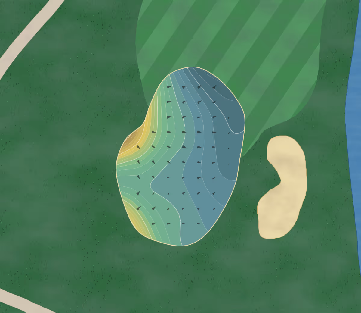 Green contour map of Mineral Mound in Eddyville, Kentucky — 213 elevation contours at a 3-inch interval with fall-line arrows, traced from 1-meter lidar