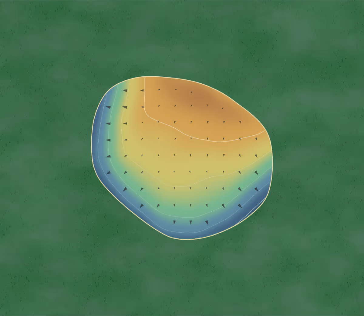 Green contour map of Mink Lake in Valparaiso, Indiana: 5 elevation contours at a 3-inch interval with fall-line arrows, traced from 1-meter lidar