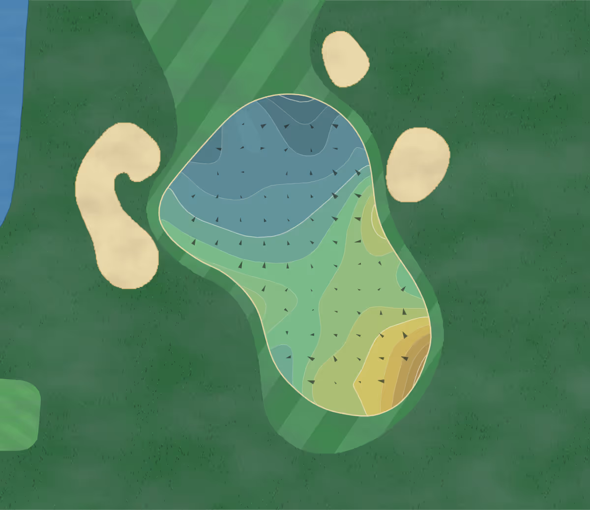 Green contour map of Mizner in Delray Beach, Florida — 141 elevation contours at a 3-inch interval with fall-line arrows, traced from 1-meter lidar
