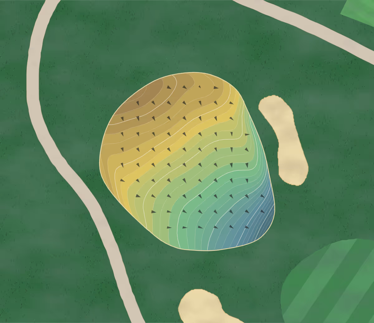 Green contour map of Mohansic in Yorktown Heights, New York — 263 elevation contours at a 3-inch interval with fall-line arrows, traced from 1-meter lidar