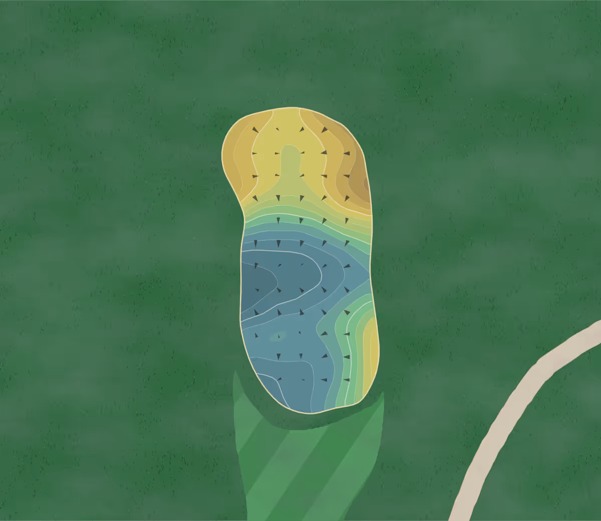 Green contour map of Mohegan Sun in Baltic, Connecticut — 311 elevation contours at a 3-inch interval with fall-line arrows, traced from 1-meter lidar