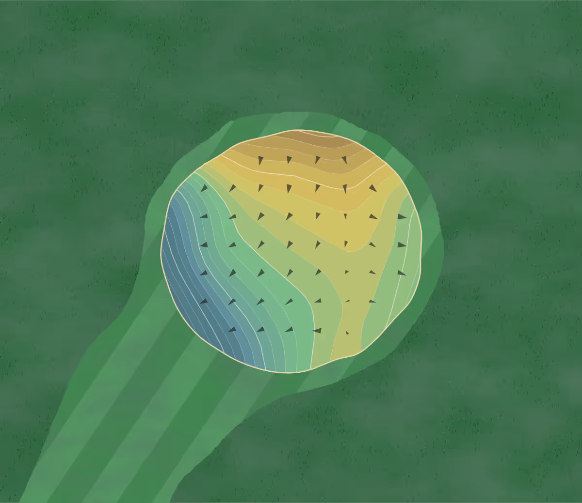 Green contour map of Mohonk GC in New Paltz, New York — 115 elevation contours at a 3-inch interval with fall-line arrows, traced from 1-meter lidar