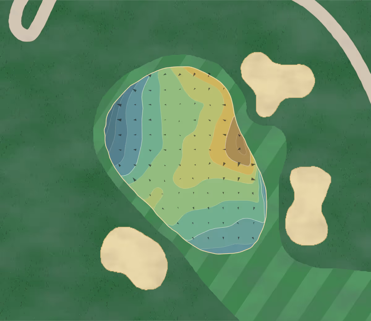 Green contour map of Monarch Bay in San Leandro, California — 254 elevation contours at a 3-inch interval with fall-line arrows, traced from 1-meter lidar