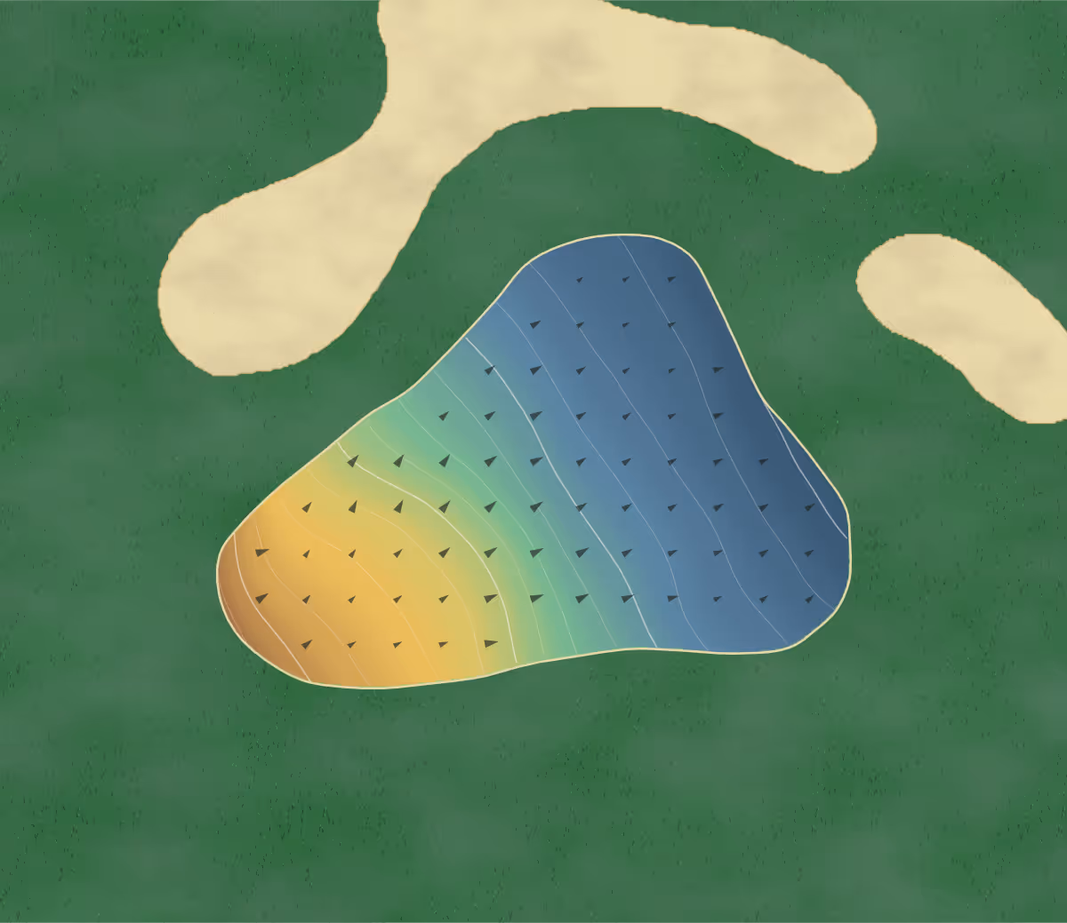 Green contour map of Monument Shadows in Gering, Nebraska — 159 elevation contours at a 3-inch interval with fall-line arrows, traced from 1-meter lidar