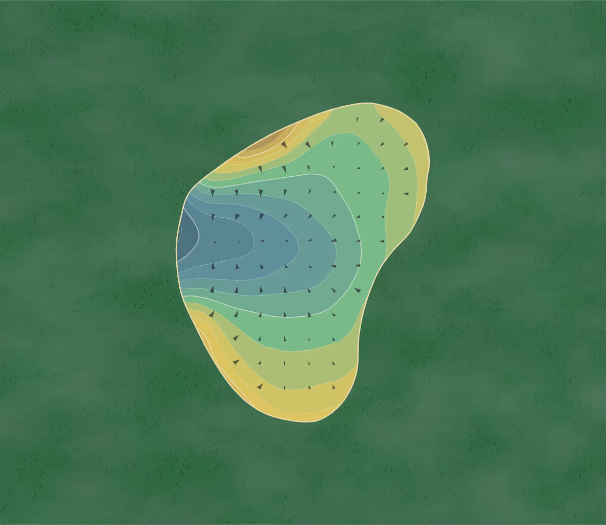 Green contour map of Moon Valley in Phoenix, Arizona — 12 elevation contours at a 3-inch interval with fall-line arrows, traced from 1-meter lidar