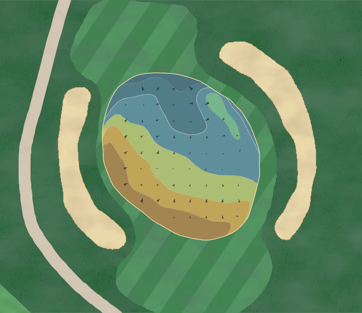 Green contour map of Moorestown Field in Moorestown, New Jersey — 78 elevation contours at a 3-inch interval with fall-line arrows, traced from 1-meter lidar