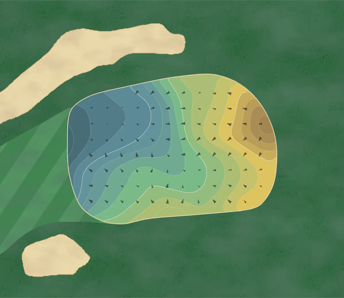 Green contour map of Mooresville in Mooresville, North Carolina — 199 elevation contours at a 3-inch interval with fall-line arrows, traced from 1-meter lidar
