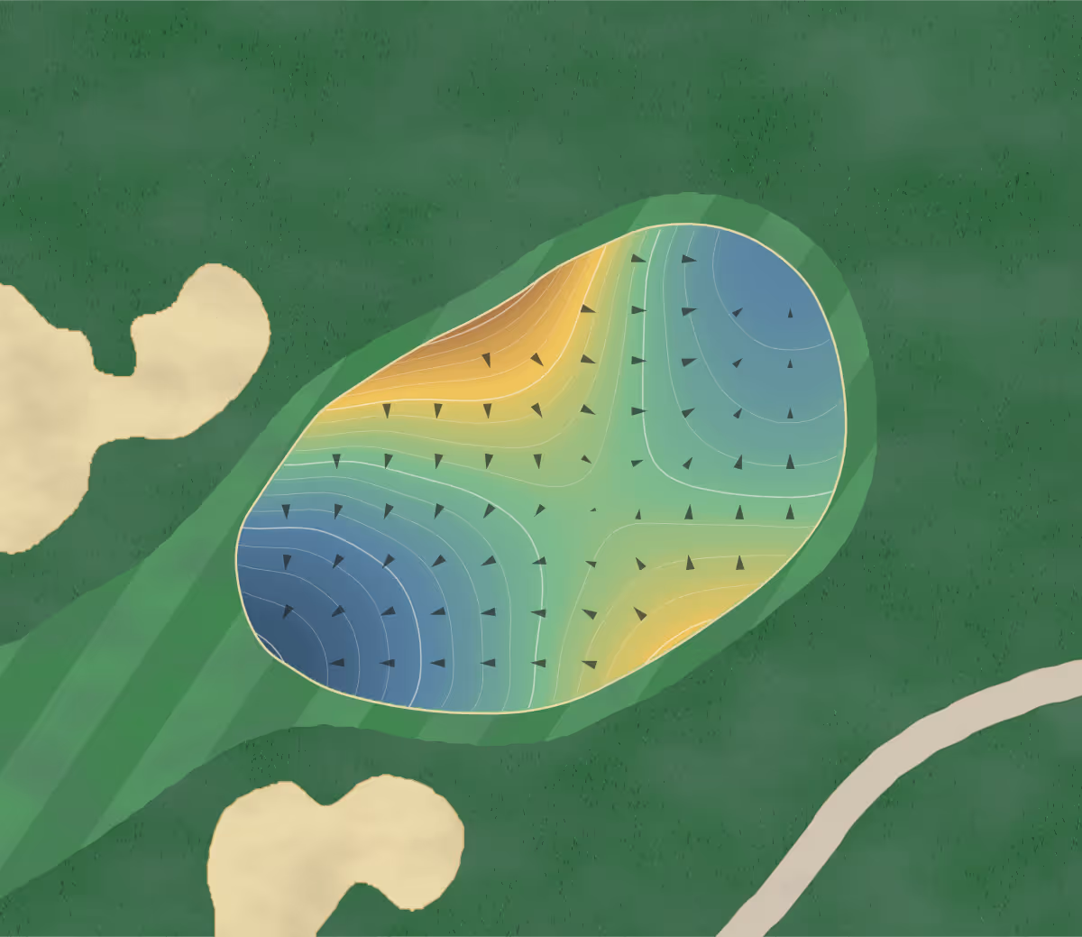 Green contour map of Morgan Creek in Roseville, California — 208 elevation contours at a 3-inch interval with fall-line arrows, traced from 1-meter lidar