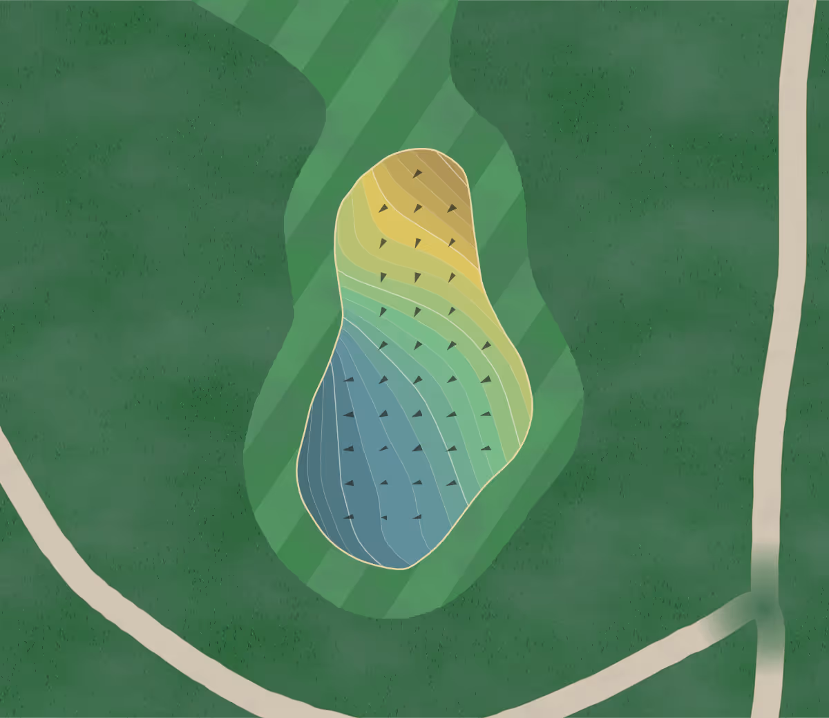Green contour map of Morro Bay in Morro Bay, California — 306 elevation contours at a 3-inch interval with fall-line arrows, traced from 1-meter lidar