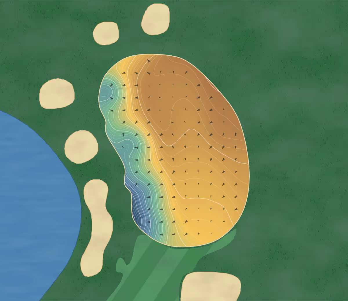 Green contour map of Mossy Oak in West Point, Mississippi — 426 elevation contours at a 3-inch interval with fall-line arrows, traced from 1-meter lidar