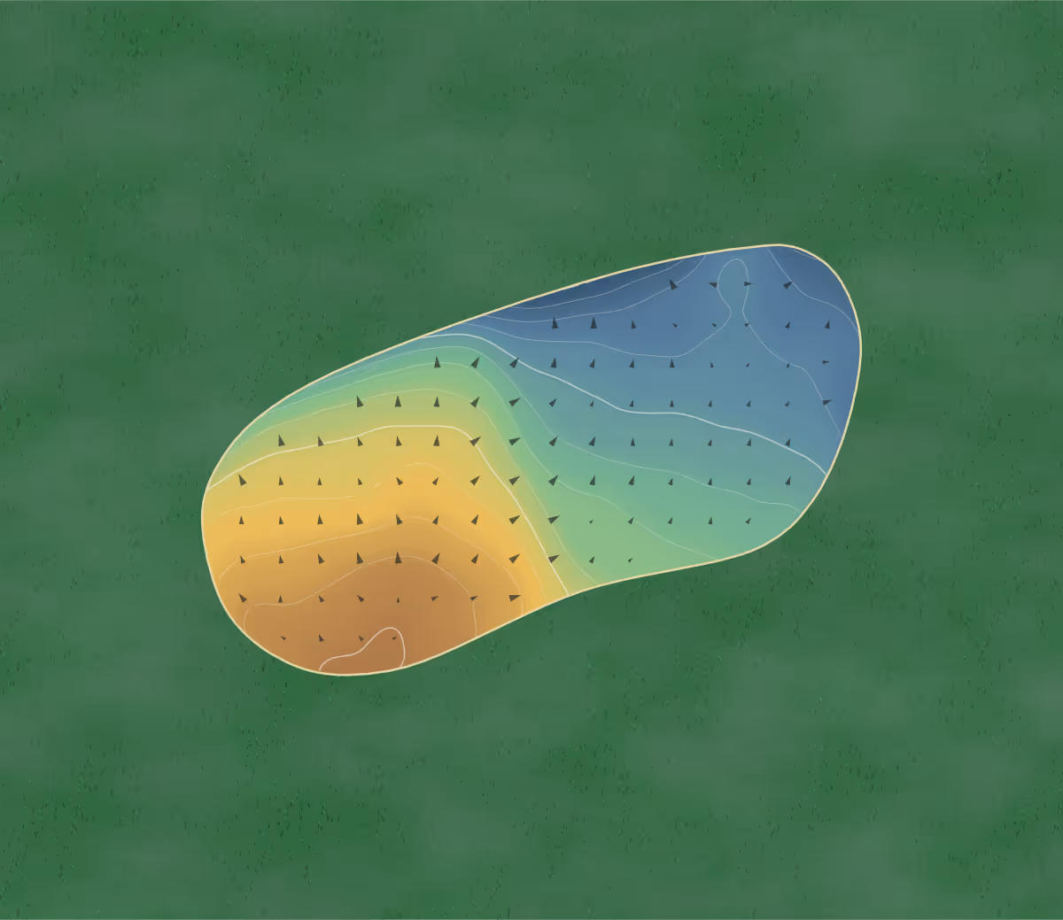 Green contour map of Mott in Mott, North Dakota: 58 elevation contours at a 3-inch interval with fall-line arrows, traced from 1-meter lidar