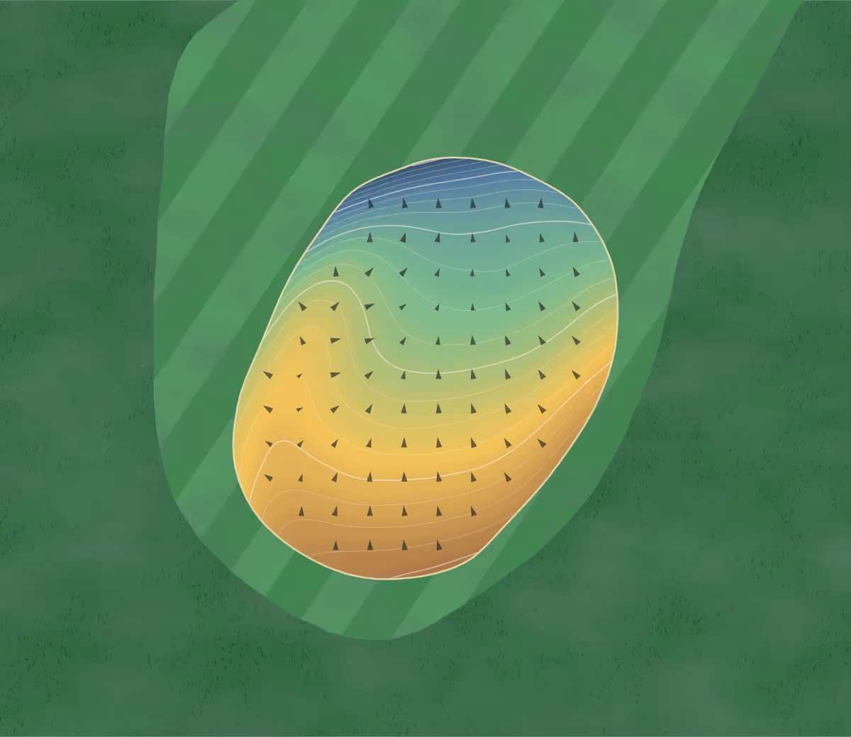 Green contour map of Mound City in Mound City, Missouri — 169 elevation contours at a 3-inch interval with fall-line arrows, traced from 1-meter lidar
