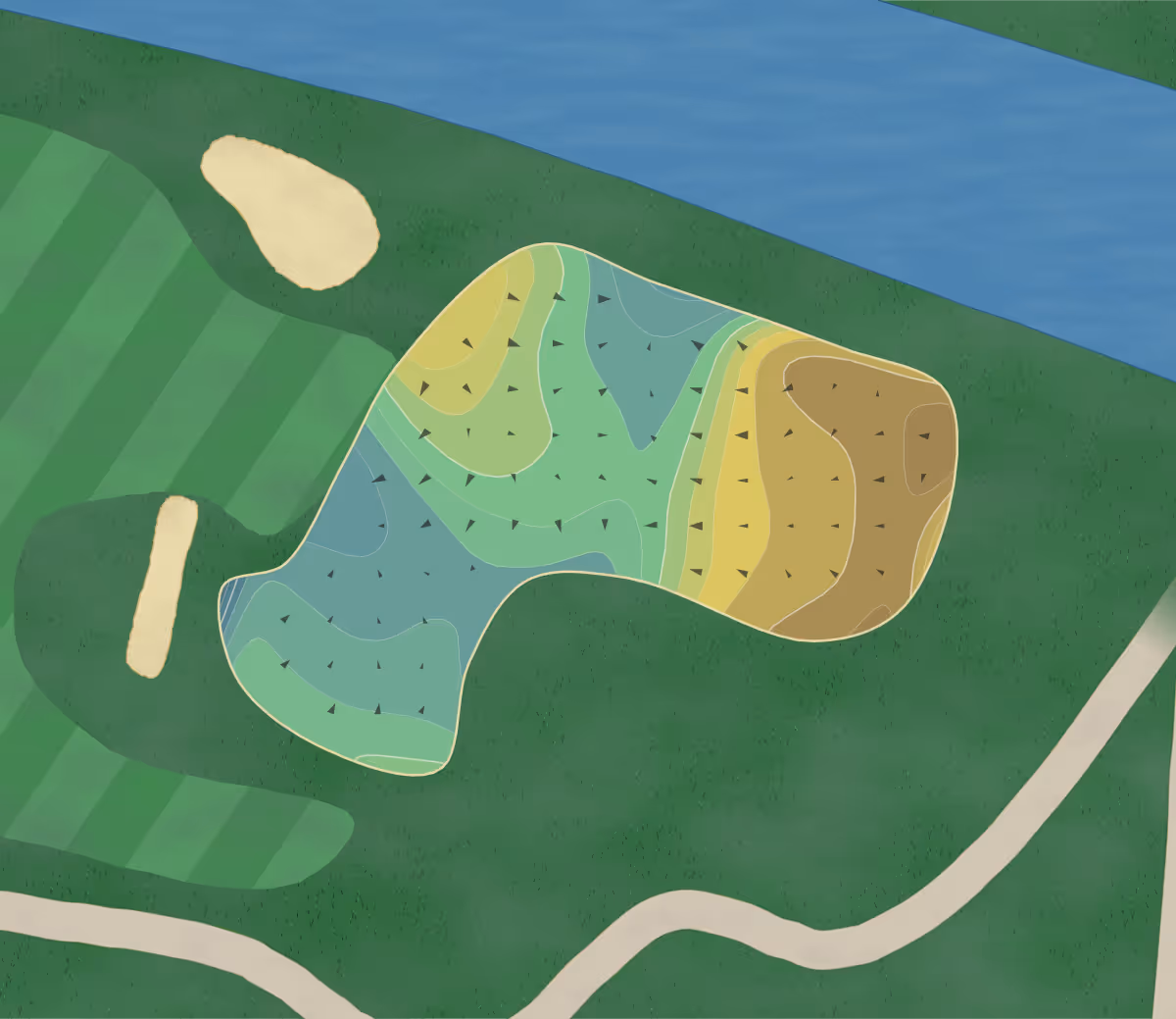 Green contour map of Mount Prospect in Mount Prospect, Illinois — 306 elevation contours at a 3-inch interval with fall-line arrows, traced from 1-meter lidar