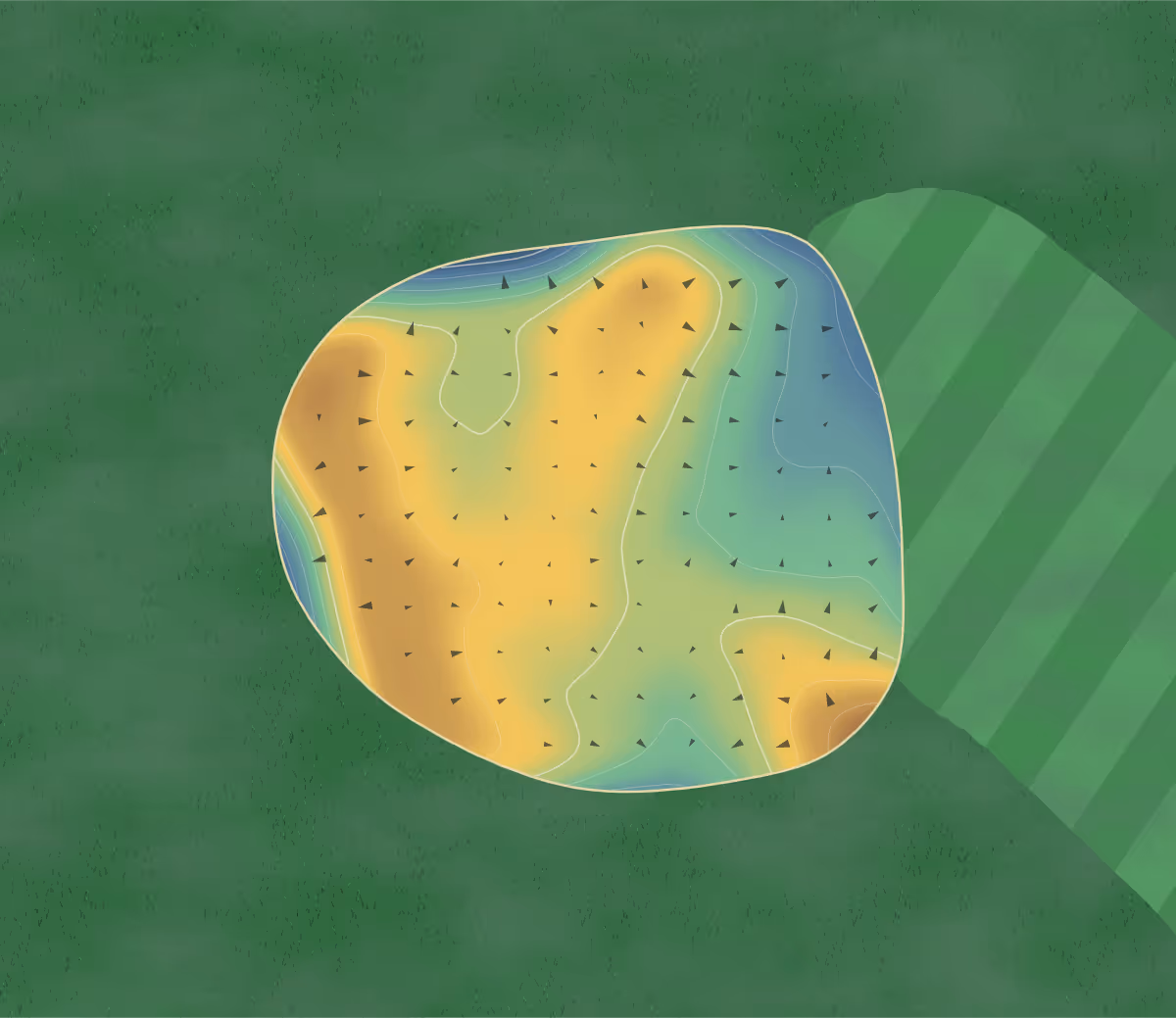 Green contour map of Mount Washington in Bretton Woods, New Hampshire — 175 elevation contours at a 3-inch interval with fall-line arrows, traced from 1-meter lidar