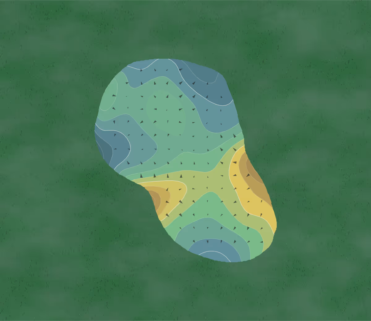 Green contour map of Mountain Park in Marietta, South Carolina — 191 elevation contours at a 3-inch interval with fall-line arrows, traced from 1-meter lidar
