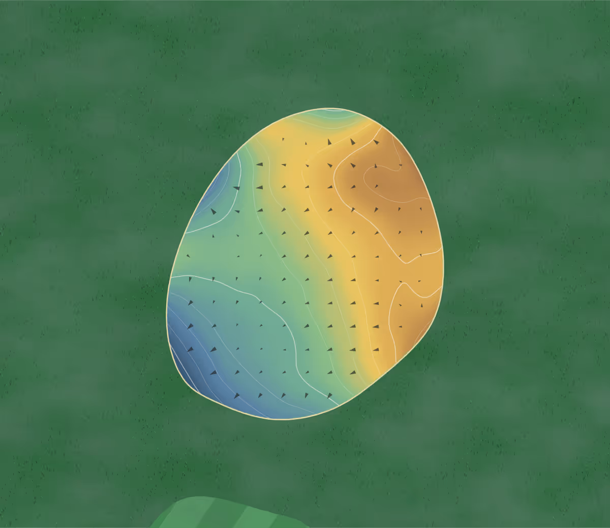 Green contour map of Mountain Vista in Fort Collins, Colorado — 77 elevation contours at a 3-inch interval with fall-line arrows, traced from 1-meter lidar