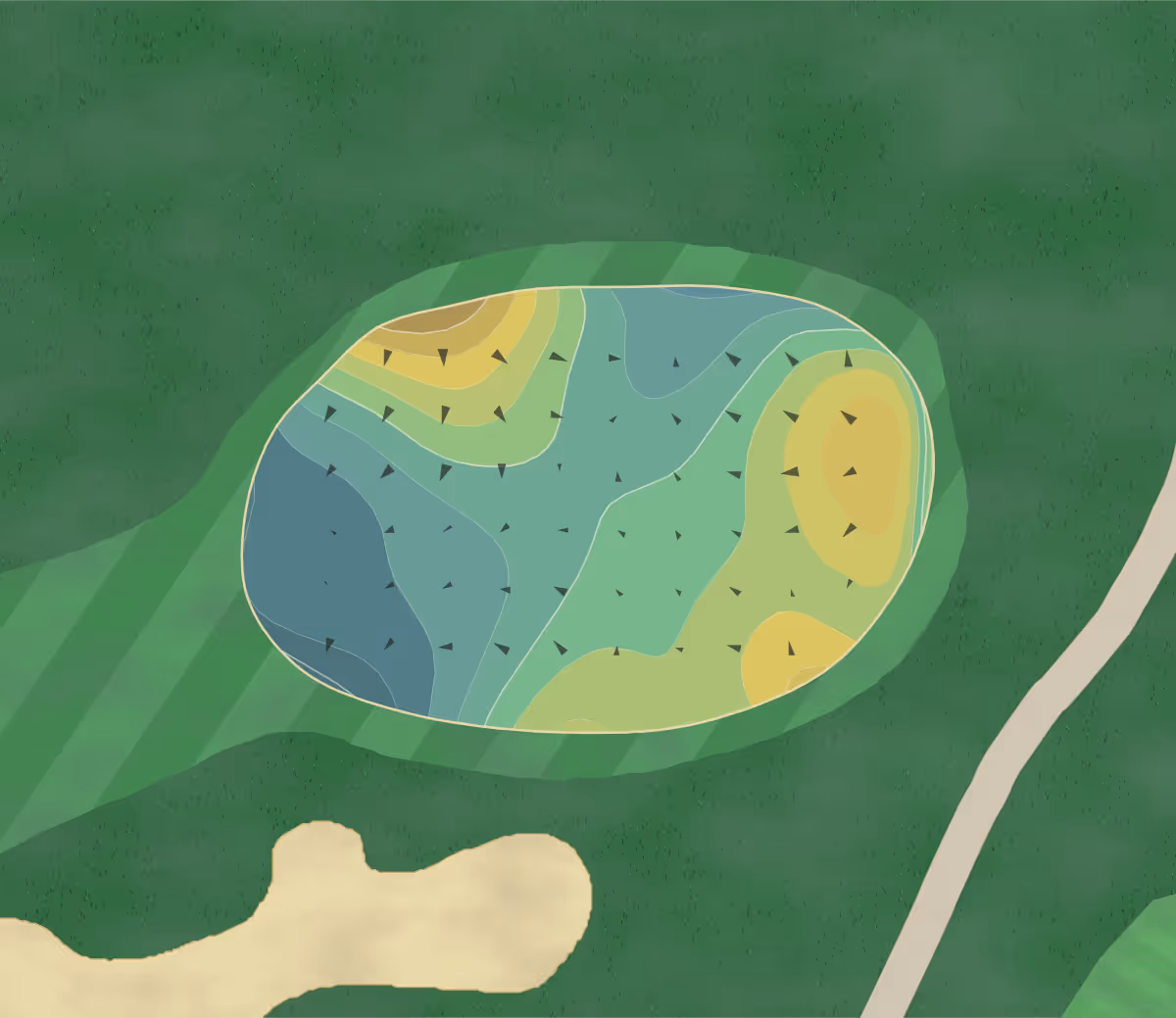 Green contour map of Mt Woodson in Ramona, California — 178 elevation contours at a 3-inch interval with fall-line arrows, traced from 1-meter lidar