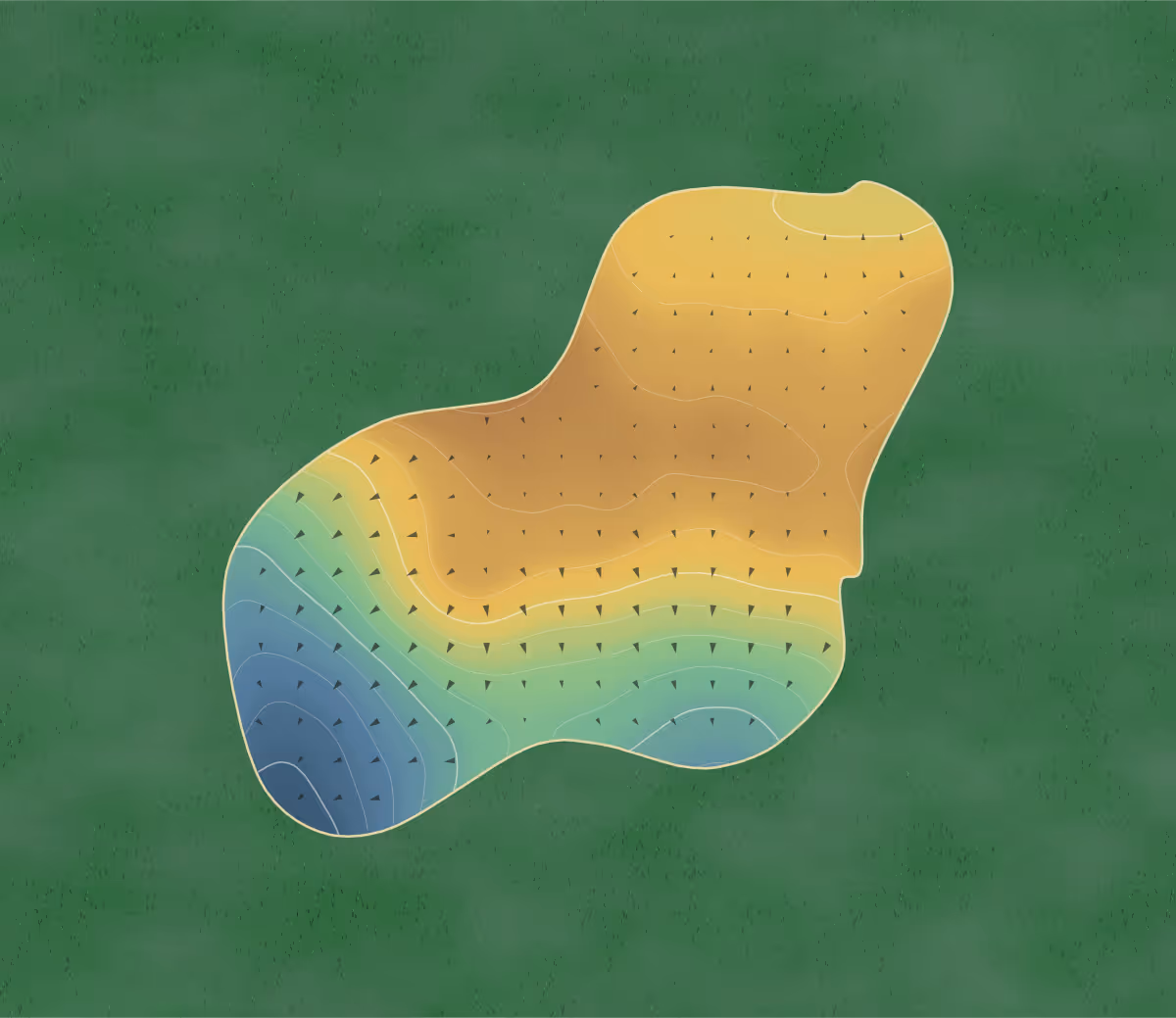 Green contour map of Mud Run in Akron, Ohio: 82 elevation contours at a 3-inch interval with fall-line arrows, traced from 1-meter lidar