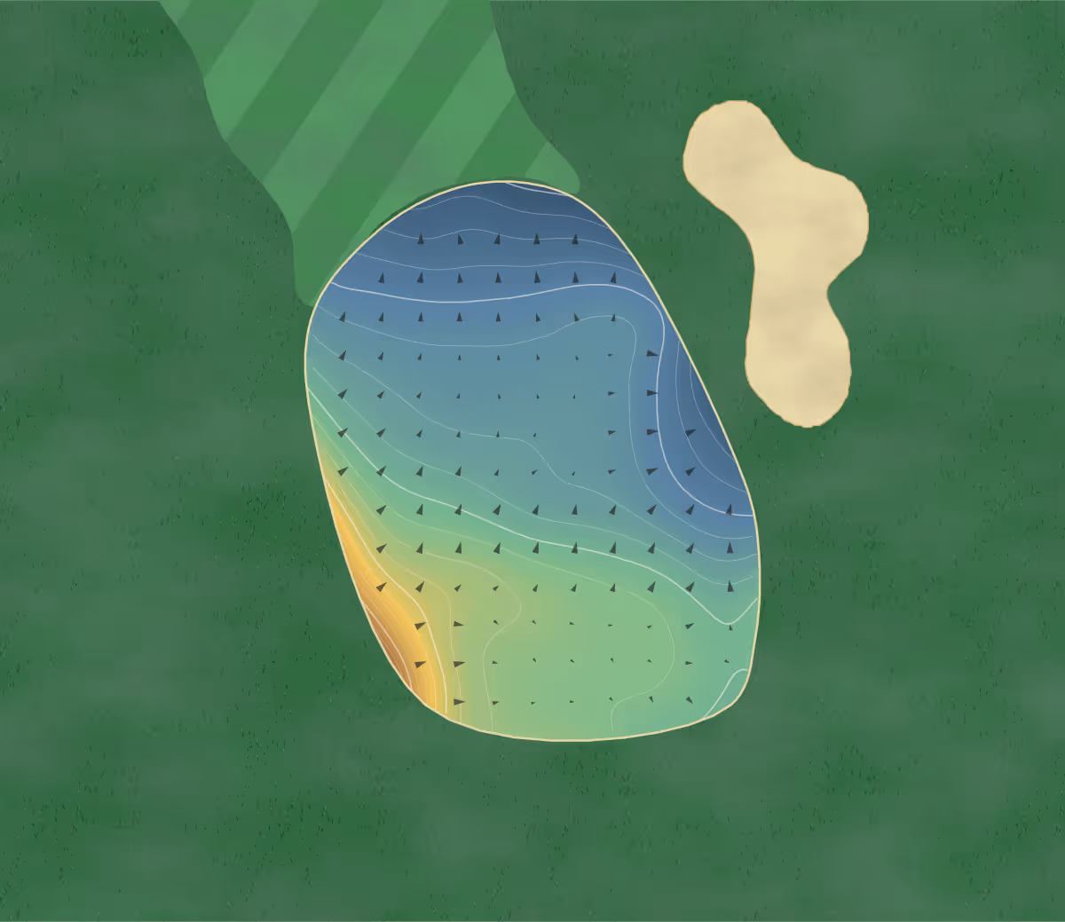 Green contour map of Mulligans in South Jordan, Utah: 162 elevation contours at a 3-inch interval with fall-line arrows, traced from 1-meter lidar