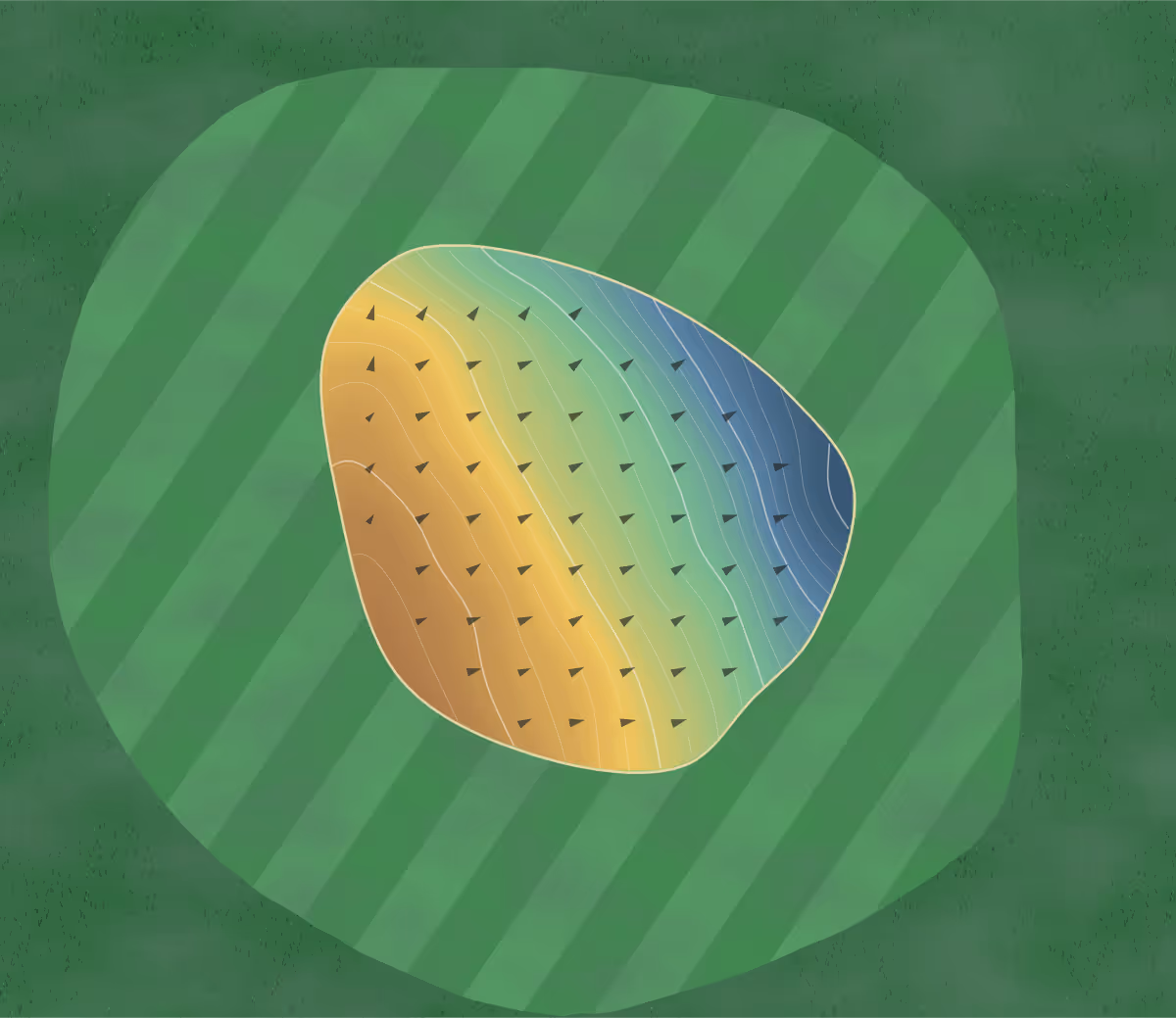 Green contour map of Murdo Golf Club in Murdo, South Dakota: 93 elevation contours at a 3-inch interval with fall-line arrows, traced from 1-meter lidar