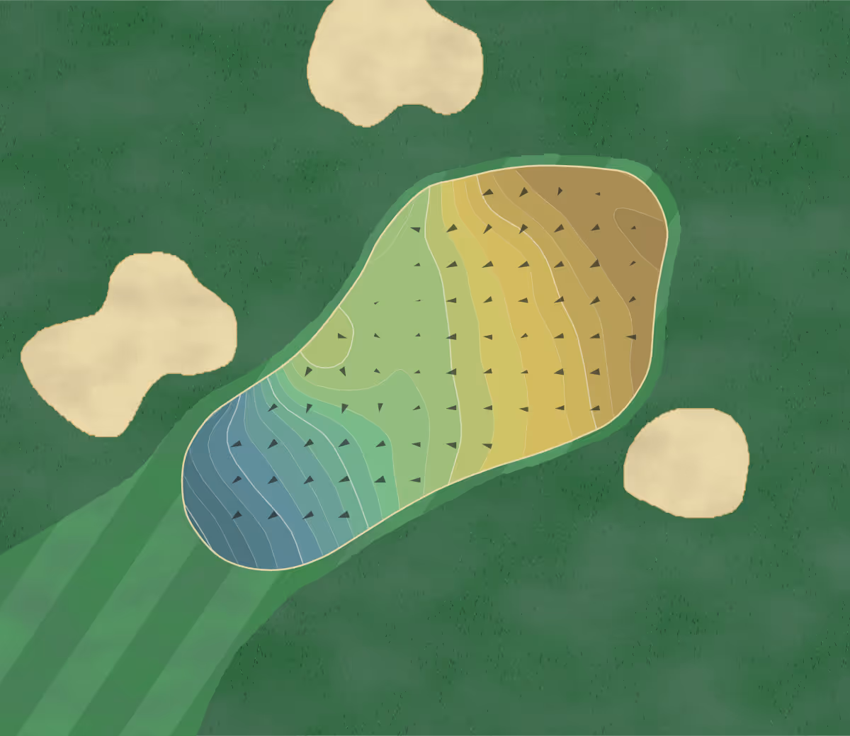 Green contour map of Muttontown Club in East Norwich, New York — 238 elevation contours at a 3-inch interval with fall-line arrows, traced from 1-meter lidar