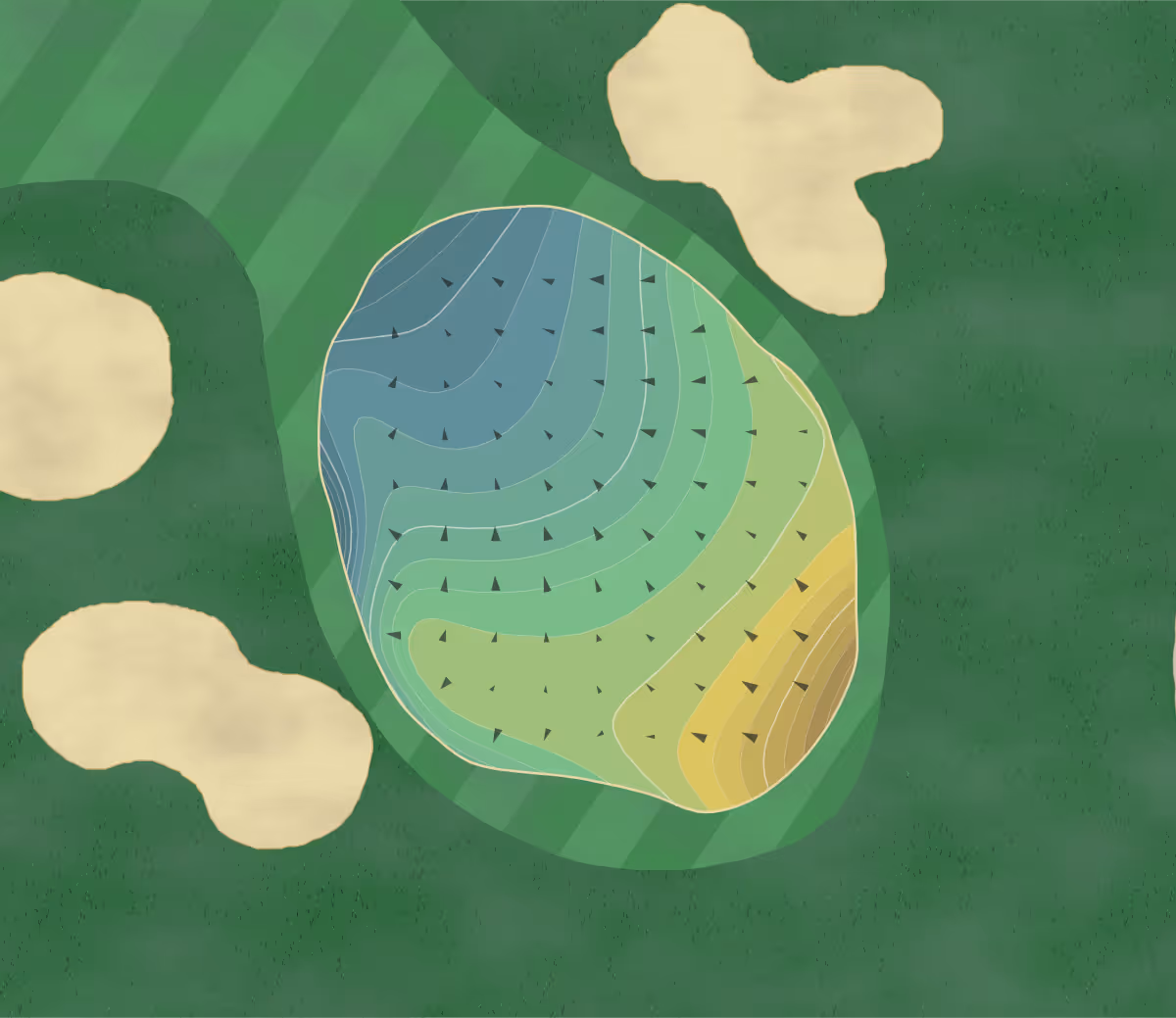 Green contour map of Nancy Lopez in The Villages, Florida — 252 elevation contours at a 3-inch interval with fall-line arrows, traced from 1-meter lidar