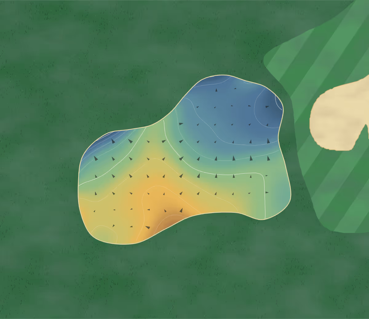 Green contour map of Nansemond River in Suffolk, Virginia: 169 elevation contours at a 3-inch interval with fall-line arrows, traced from 1-meter lidar