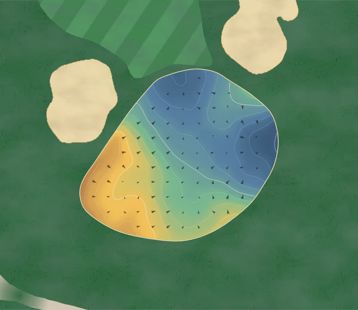 Green contour map of Nantucket in Siasconset, Massachusetts — 181 elevation contours at a 3-inch interval with fall-line arrows, traced from 1-meter lidar