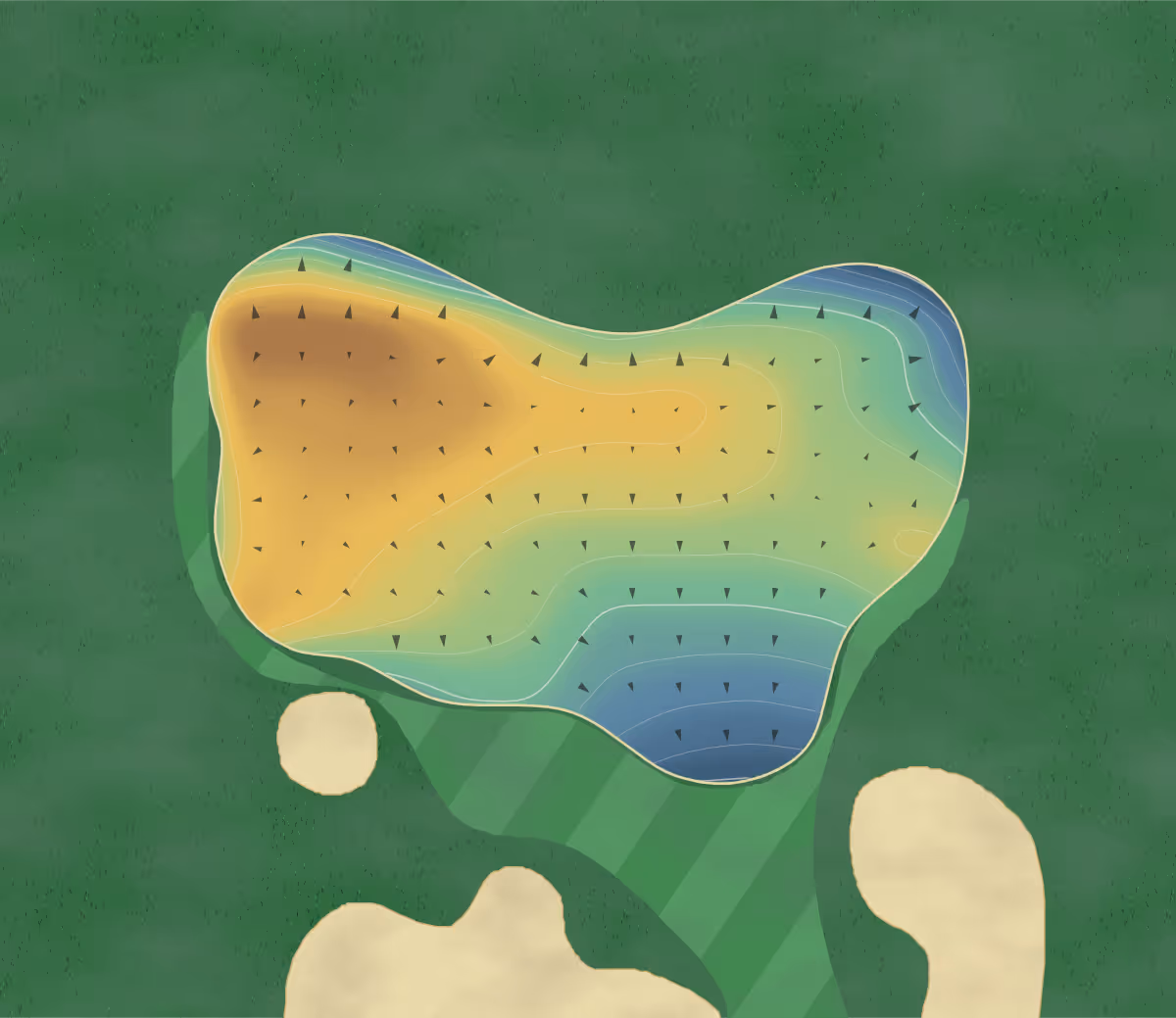 Green contour map of Napara in Kishiwada, Japan: 97 elevation contours at a 8-centimeter interval with fall-line arrows, traced from 1-meter lidar