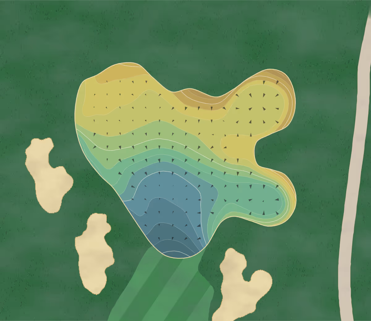 Green contour map of Naperville in Naperville, Illinois — 268 elevation contours at a 3-inch interval with fall-line arrows, traced from 1-meter lidar