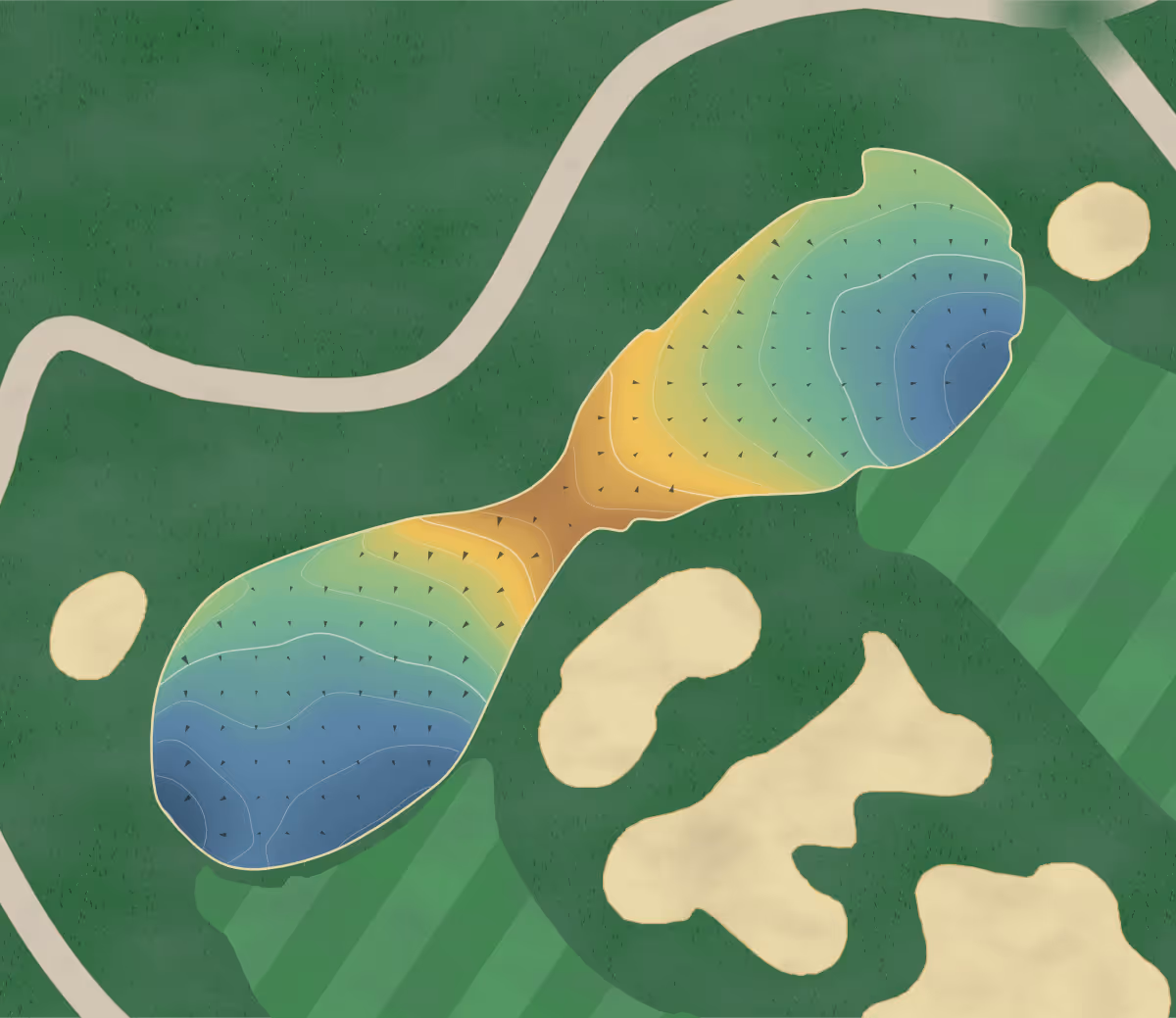Green contour map of Naples Heritage in Naples, Florida: 133 elevation contours at a 3-inch interval with fall-line arrows, traced from 1-meter lidar