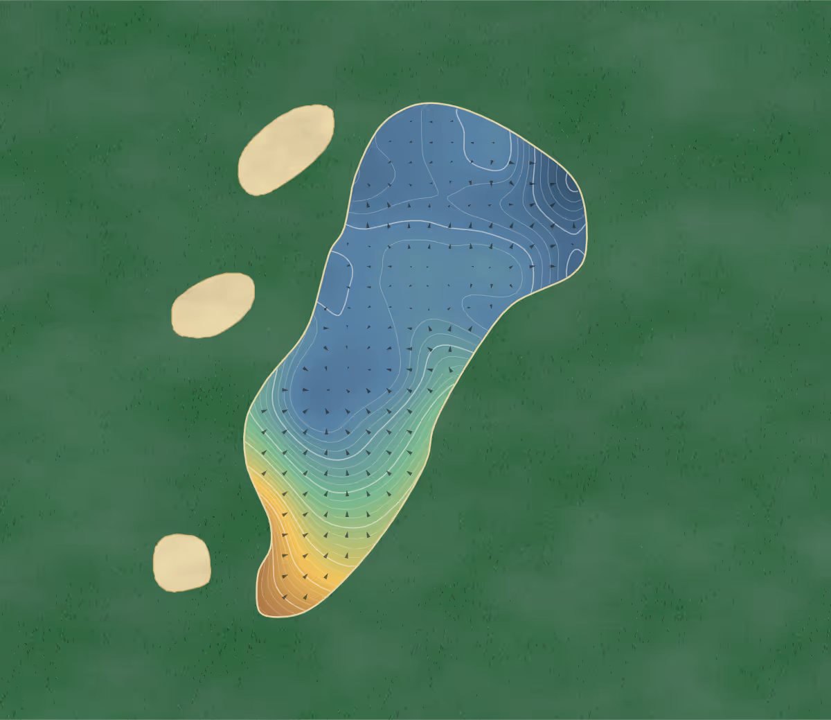 Green contour map of Nemacolin Woodlands in Farmington, Pennsylvania: 235 elevation contours at a 3-inch interval with fall-line arrows, traced from 1-meter lidar