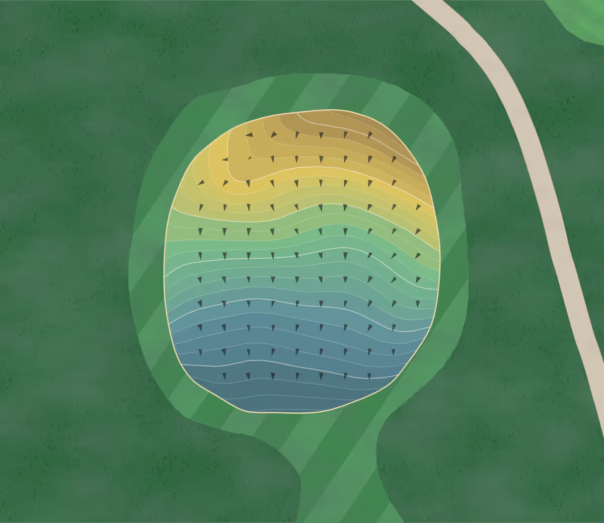 Green contour map of Neumann in Cincinnati, Ohio — 303 elevation contours at a 3-inch interval with fall-line arrows, traced from 1-meter lidar