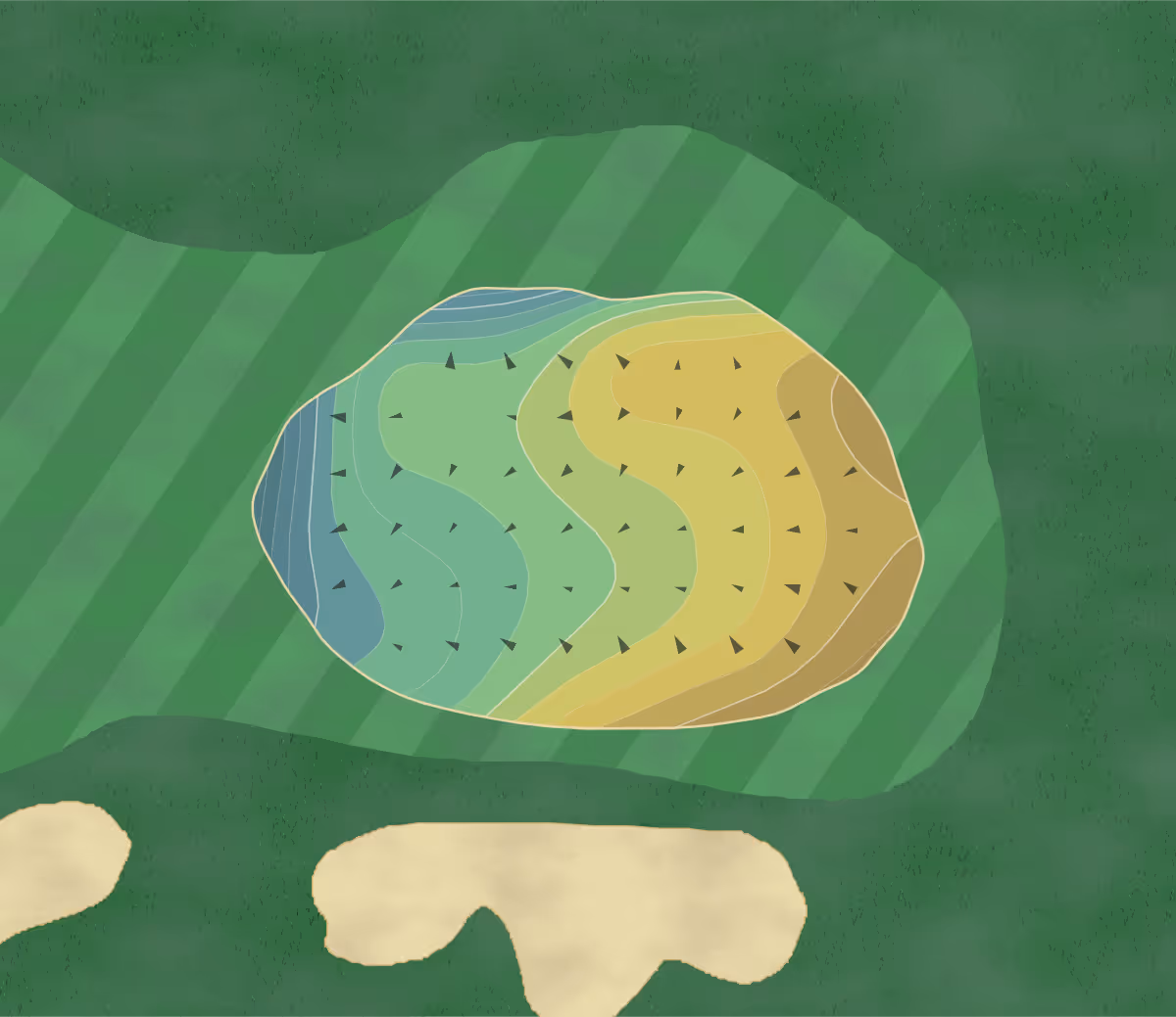 Green contour map of Nevel Meade in Prospect, Kentucky — 171 elevation contours at a 3-inch interval with fall-line arrows, traced from 1-meter lidar