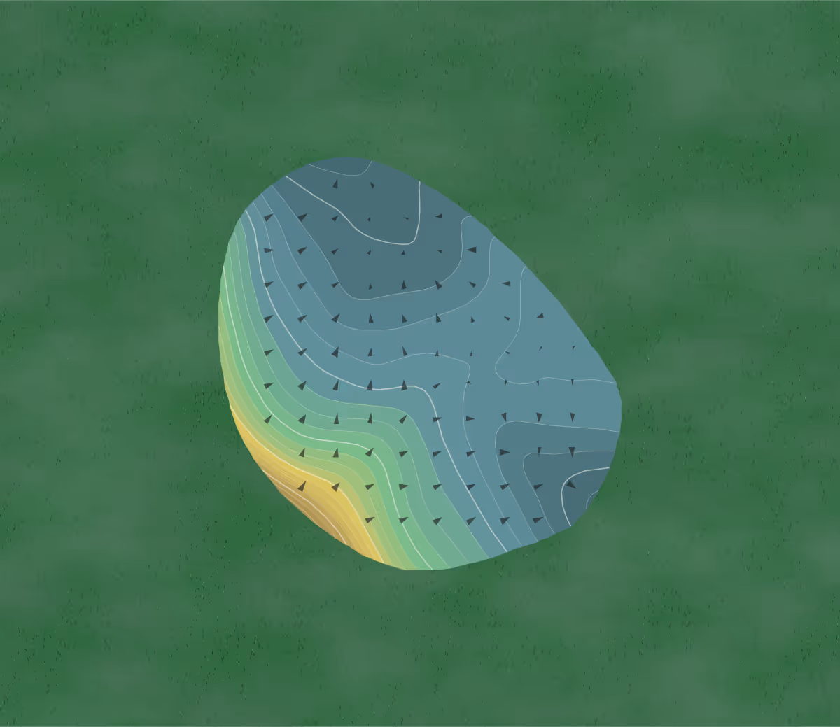 Green contour map of New York CC in New Hempstead, New York — 43 elevation contours at a 3-inch interval with fall-line arrows, traced from 1-meter lidar