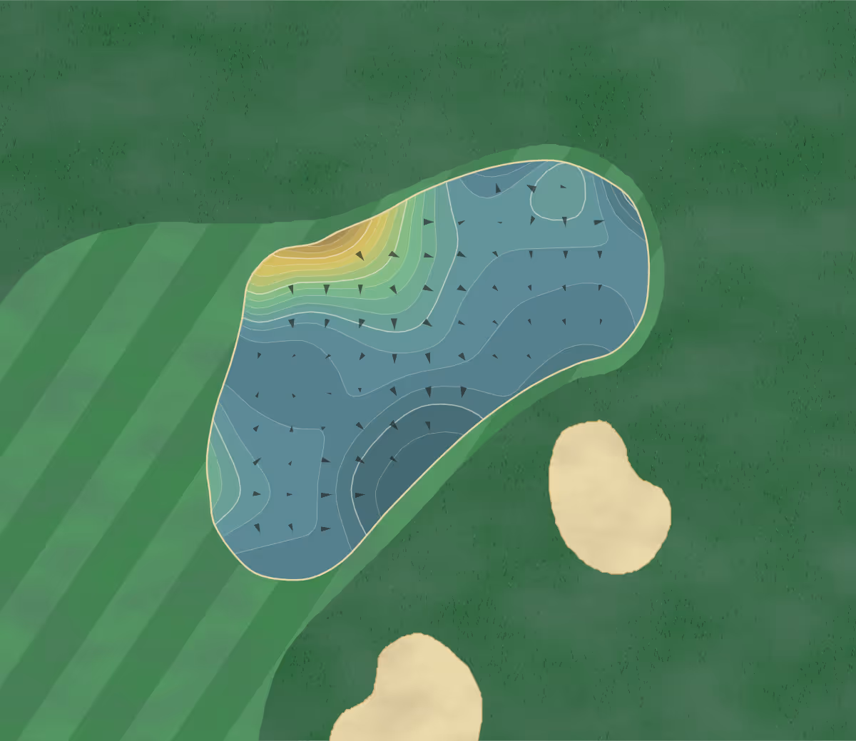 Green contour map of Newport National in Middletown, Rhode Island — 250 elevation contours at a 3-inch interval with fall-line arrows, traced from 1-meter lidar