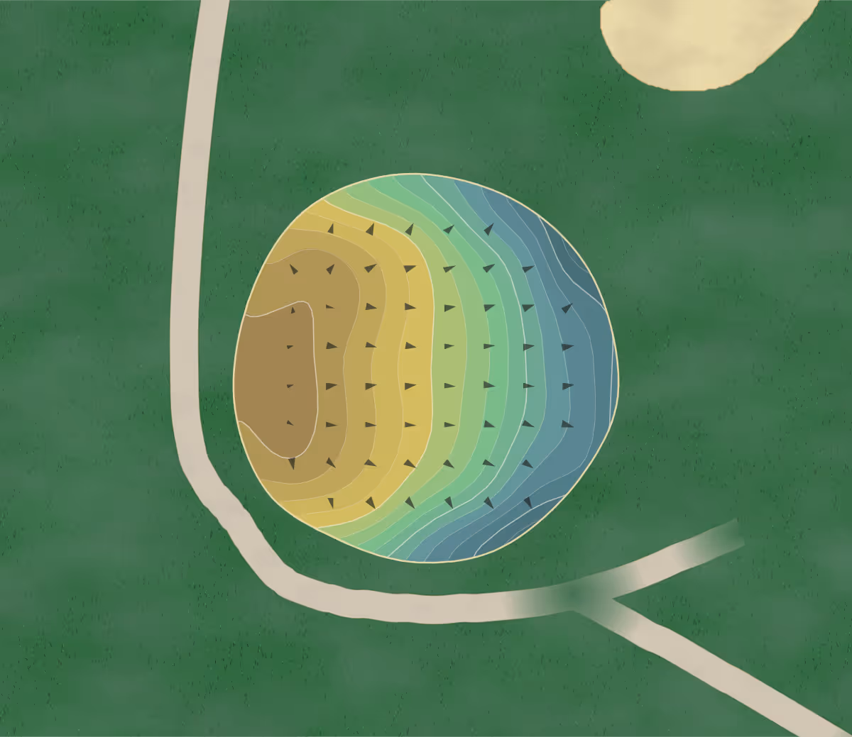 Green contour map of Nicholas Memorial in Summersville, West Virginia — 98 elevation contours at a 3-inch interval with fall-line arrows, traced from 1-meter lidar