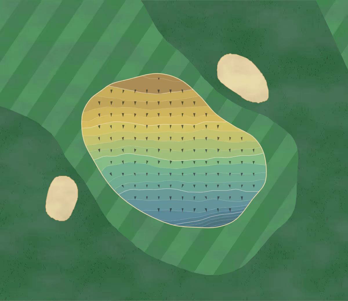 Green contour map of Niddry Castle in Broxburn, Scotland — 177 elevation contours at a 8-centimeter interval with fall-line arrows, traced from 1-meter lidar