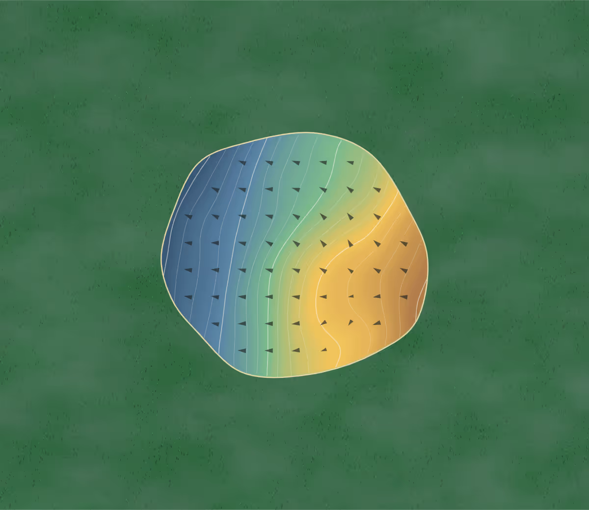 Green contour map of Nightcaps in Nightcaps, New Zealand — 75 elevation contours at a 8-centimeter interval with fall-line arrows, traced from 1-meter lidar