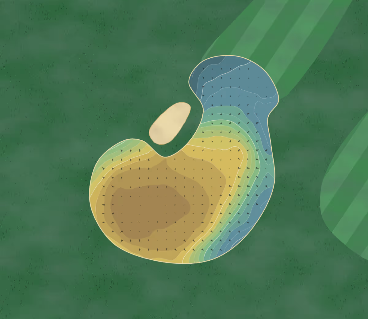 Green contour map of Noord in CJ Glimmen, Netherlands — 132 elevation contours at a 8-centimeter interval with fall-line arrows, traced from 1-meter lidar