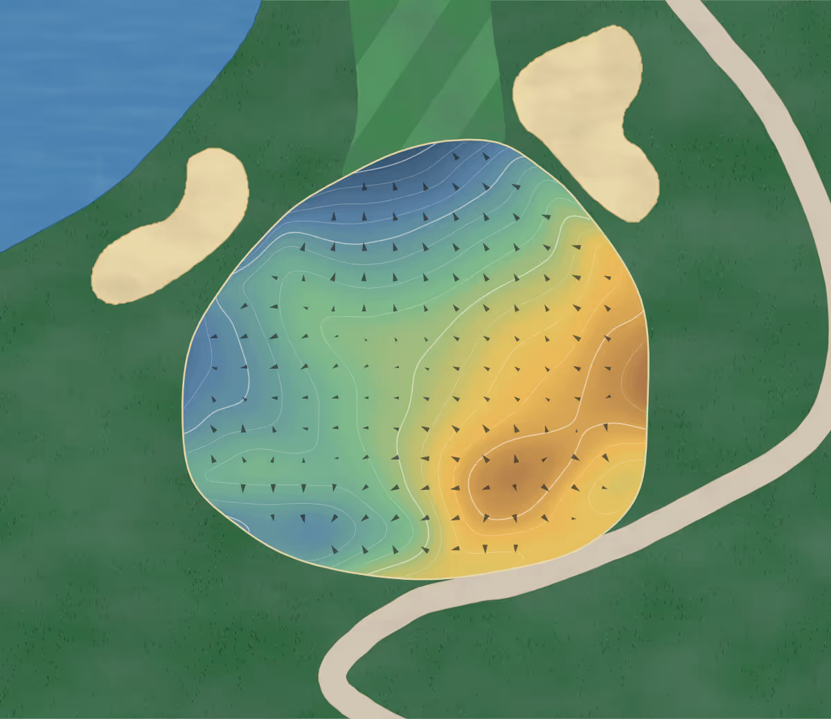Green contour map of Norbeck in Rockville, Maryland — 200 elevation contours at a 3-inch interval with fall-line arrows, traced from 1-meter lidar