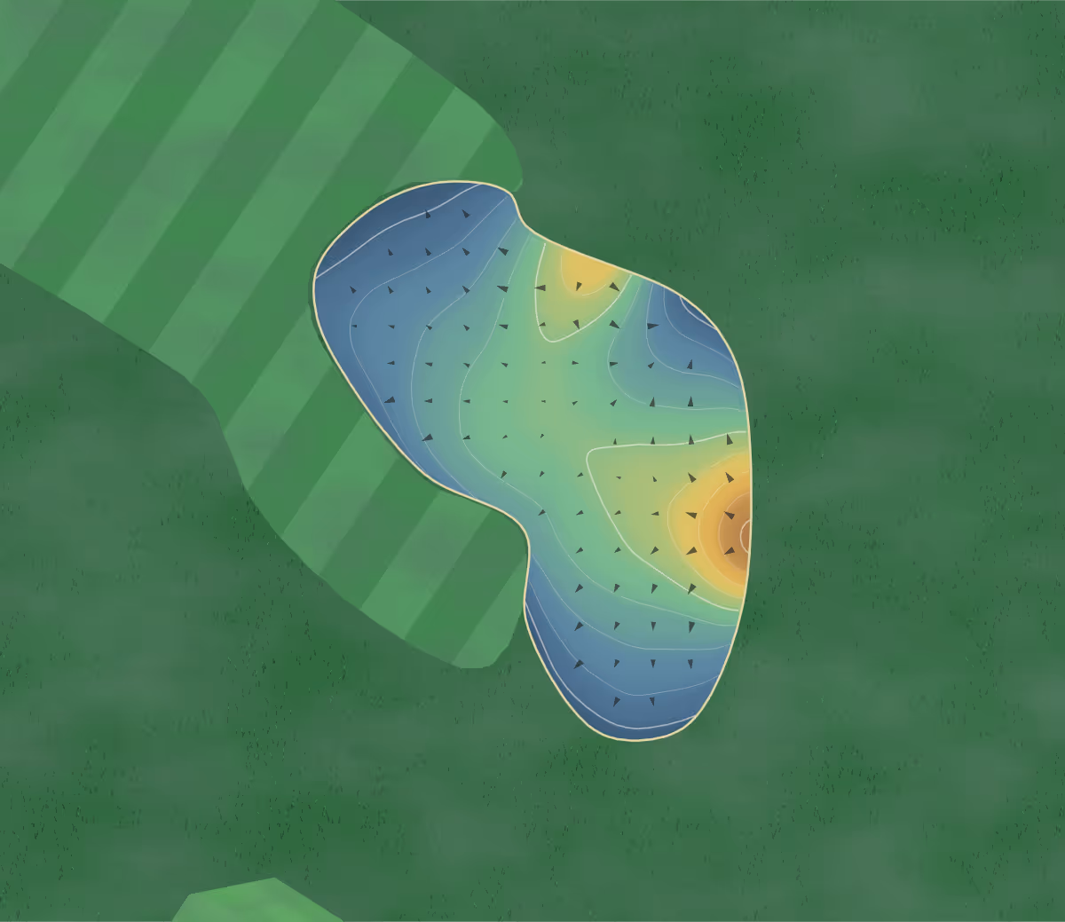 Green contour map of Norfolk in Norfolk, Nebraska — 148 elevation contours at a 3-inch interval with fall-line arrows, traced from 1-meter lidar