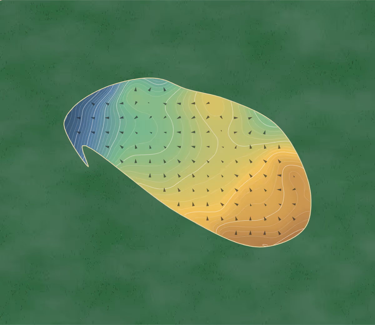 Green contour map of North Course in Pinehurst, North Carolina: 354 elevation contours at a 3-inch interval with fall-line arrows, traced from 1-meter lidar
