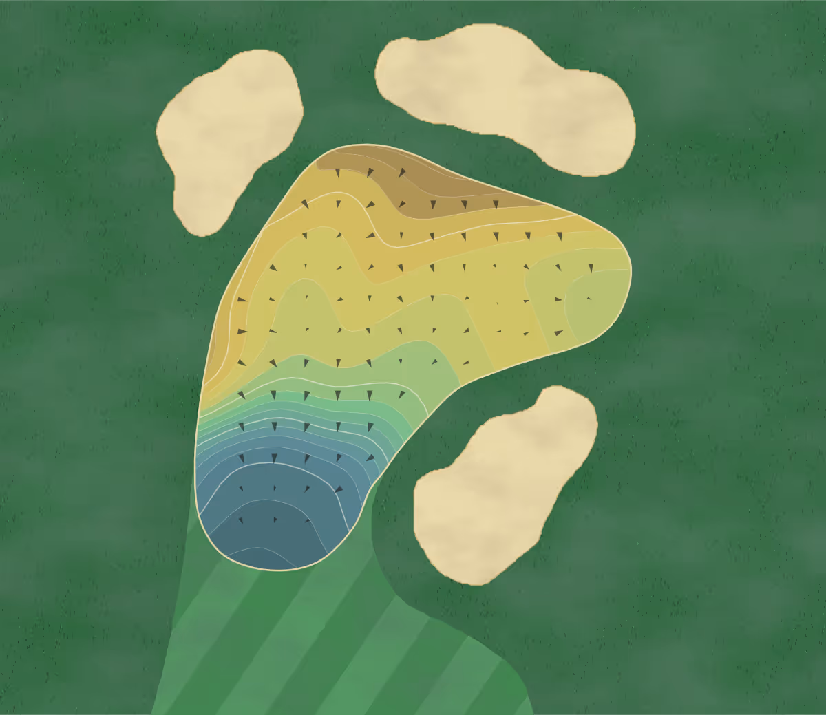 Green contour map of North Ridge in Fair Oaks, California — 342 elevation contours at a 3-inch interval with fall-line arrows, traced from 1-meter lidar