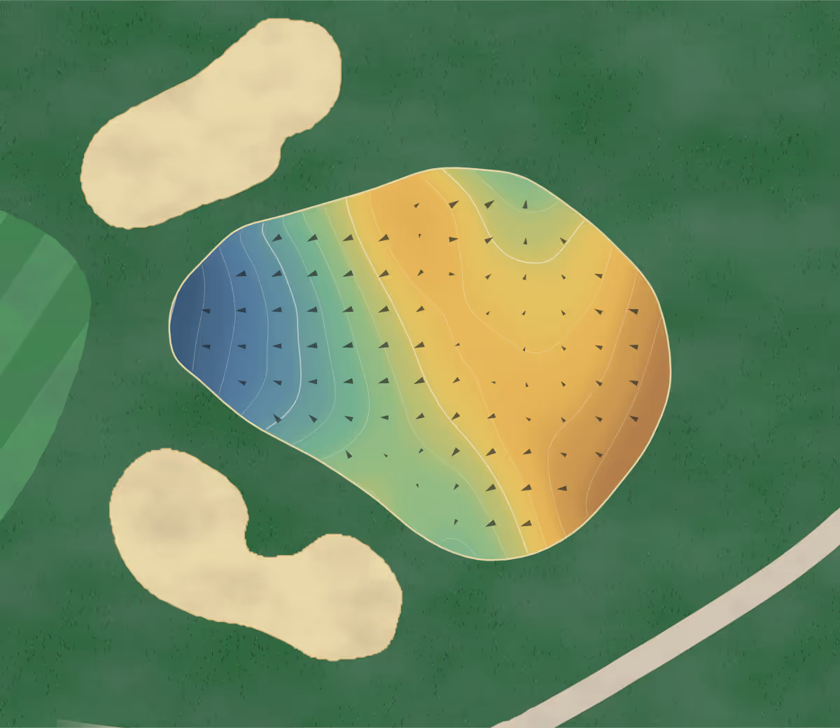 Green contour map of North Shore in Glenview, Illinois: 169 elevation contours at a 3-inch interval with fall-line arrows, traced from 1-meter lidar