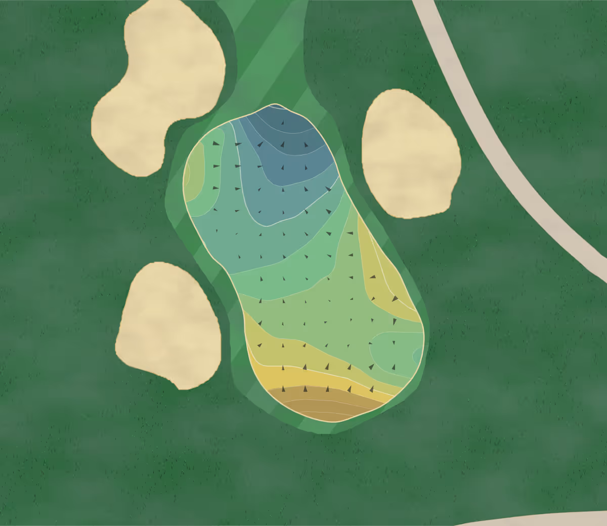 Green contour map of Northampton Valley in Richboro, Pennsylvania — 224 elevation contours at a 3-inch interval with fall-line arrows, traced from 1-meter lidar