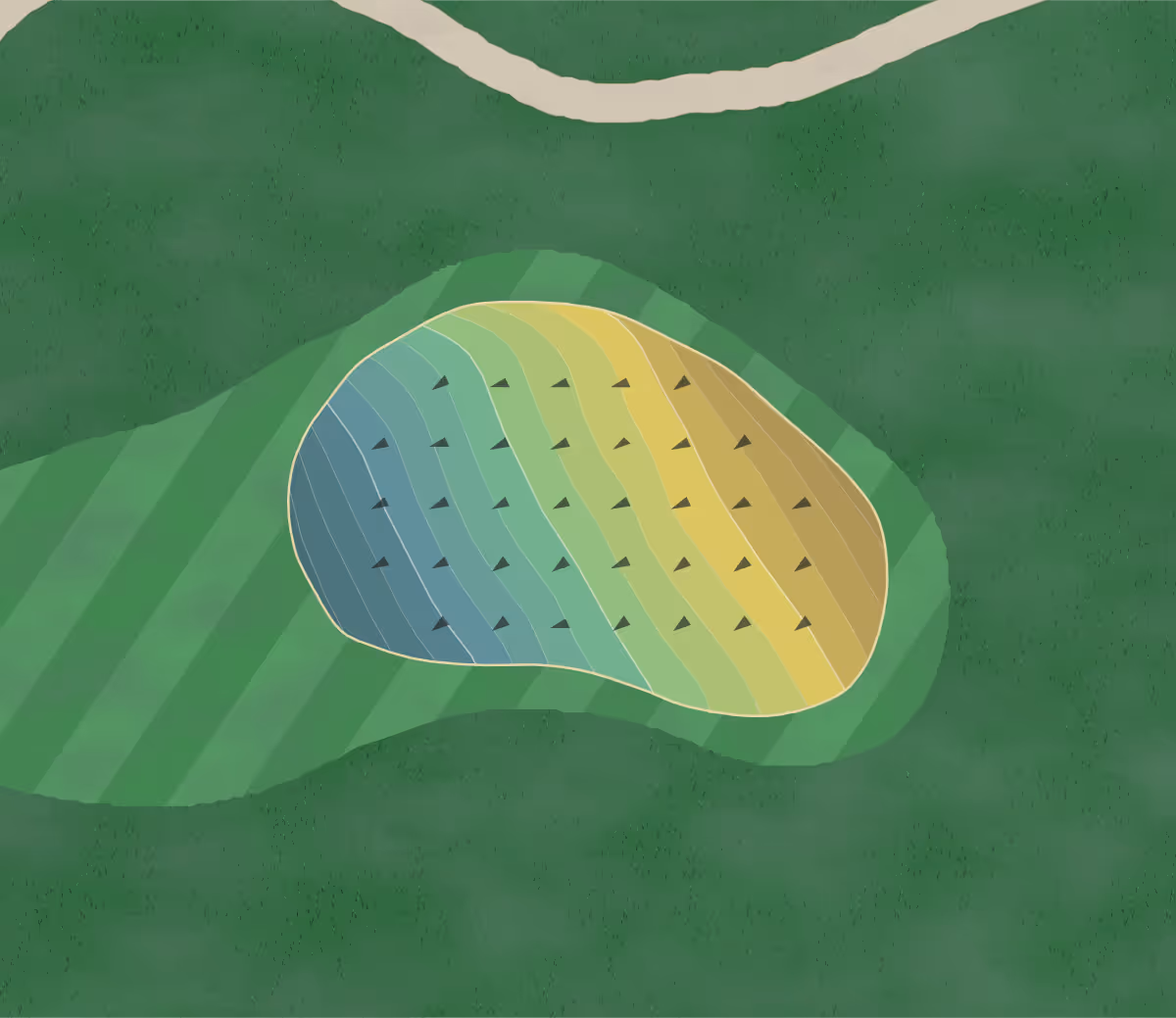 Green contour map of Northeast Harbor in Northeast Harbor, Maine — 185 elevation contours at a 3-inch interval with fall-line arrows, traced from 1-meter lidar