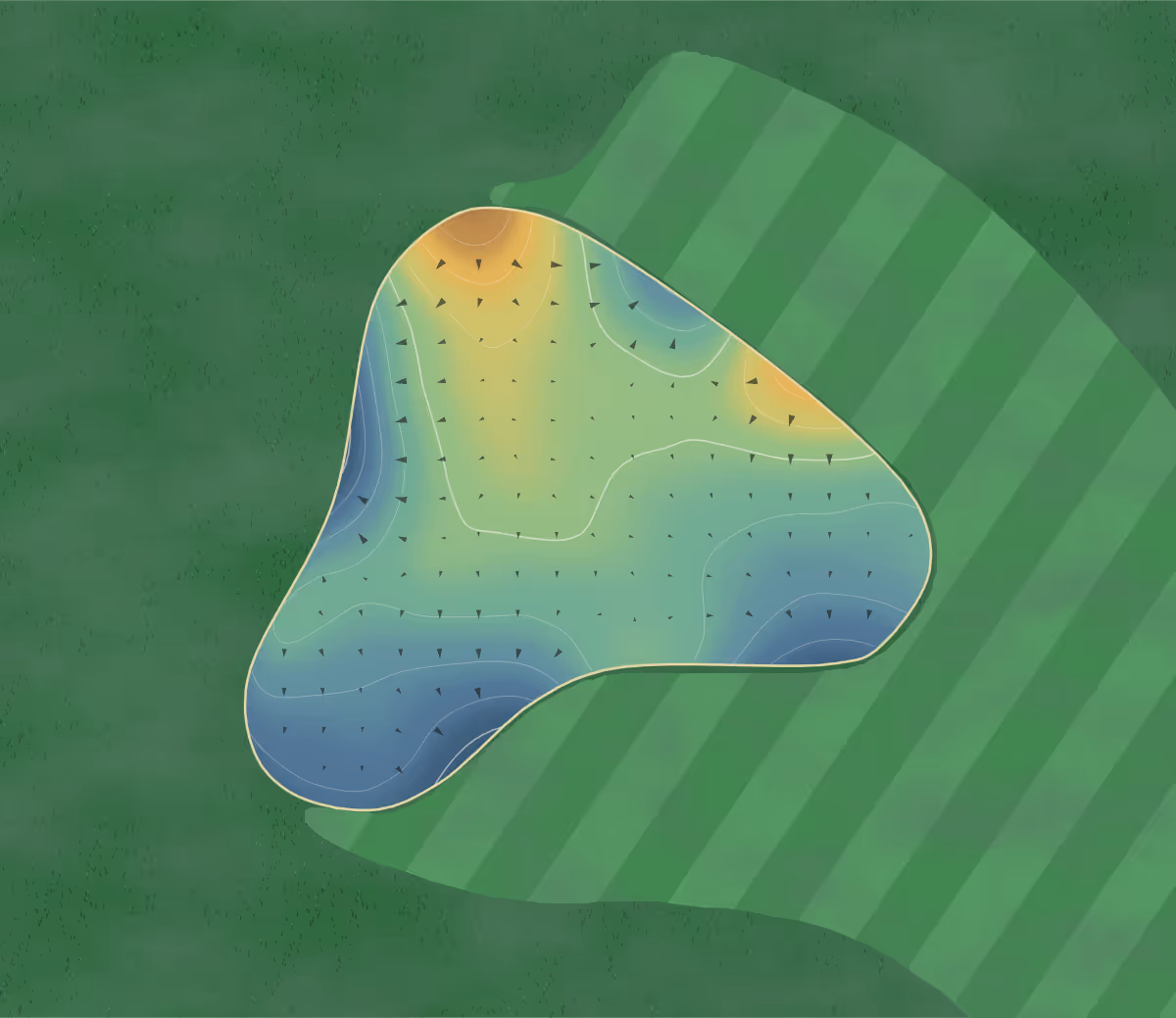 Green contour map of Northern Pines in Libby, Montana: 17 elevation contours at a 3-inch interval with fall-line arrows, traced from 1-meter lidar